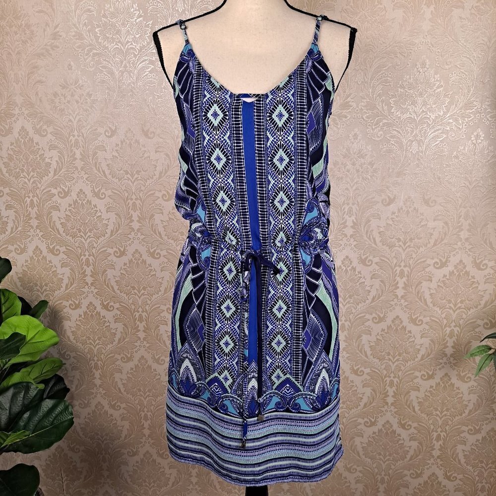 Mercer & Madison Size 2 Aztec Geometric Print Sundress Adj Straps Tie Waist EUC